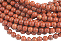 Natural Red Jasper, High Quality in Round,-Full Strand 15.5 inch Strand, 4mm, 6mm, 8mm, 12mm, or 14mm Beads- Smooth Gemstone Beads