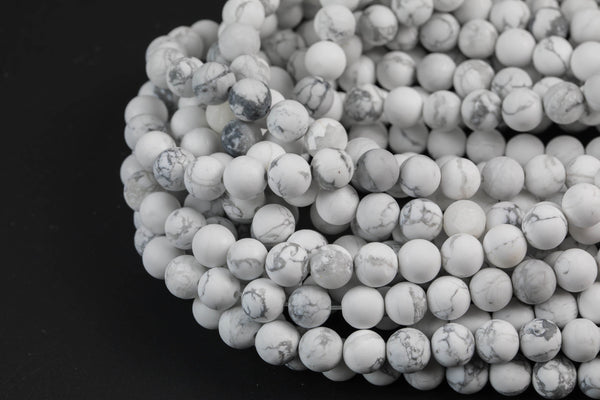 Natural White Howlite Beads Matte White Howlite 4mm 6mm 8mm 10mm 12mm - Wholesale Bulk Pricing- Full 15.5 Inch AAA Quality AAA Quality