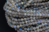 Natural AAA Blue Labradorite 4mm 6mm 8mm 10mm 12mm Round Beads Nothing But Fire Best Quality Large Round Labradorite Beads 15.5" Smooth