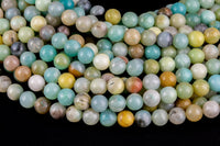 AMAZONITE Beads smooth round sizes- 4mm, 6mm, 8mm, 10mm, 12mm-Full Strand 15.5 inch Strand- Best Quality AAA Quality Gemstone Beads