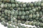 Natural Green Rainforest Jasper, High Quality in Round- Full 16 inch strand Smooth Gemstone Beads