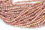 NATURAL Rhodochrosite Smooth round beads in full strands. 3-3.5mm- 15.5nch strand- Natural No Dye