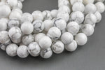 Natural Smooth White Howlite Beads Jasper Round 4mm, 6mm, 8mm, 10mm, 12mm, 14mm-Full Strand 15.5 inch Strand- AAA Quality Gemstone Beads