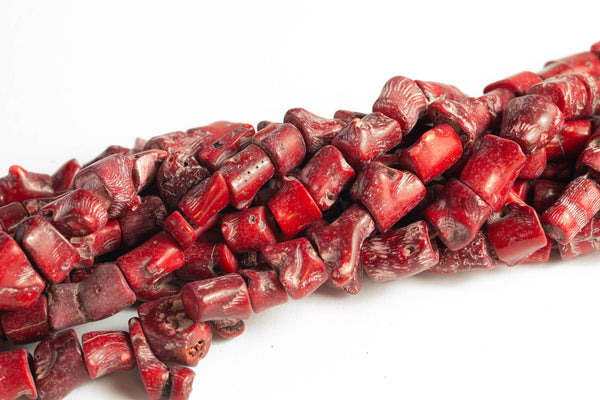 Bamboo Red Coral Natural Barrel Shaped Beads. Medium Size- 12x15mm-15.5 inch strand Gemstone Beads- Nigerian Wedding Beads