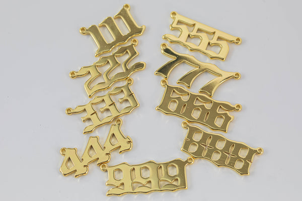 14K Gold Plated Angel Number Charm Connector Lucky Number for Necklace Bracelet Component