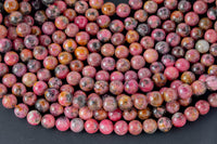 Natural Gemmy Rhodonite 6mm 8mm 10mm Round Beads Gemstone 15.5" Strand