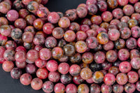 Natural Gemmy Rhodonite 6mm 8mm 10mm Round Beads Gemstone 15.5" Strand