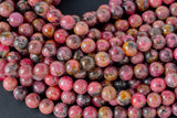 Natural Gemmy Rhodonite 6mm 8mm 10mm Round Beads Gemstone 15.5" Strand