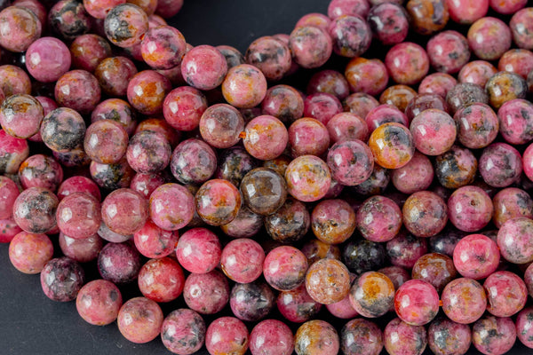 Natural Gemmy Rhodonite 6mm 8mm 10mm Round Beads Gemstone 15.5" Strand