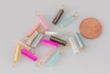 USA Gold Filled Tube Charms Pendant Handmade Approx. 4x19mm. Made Mother of Pearl & Gold Filled Wire- Permanent Jewelry Supply