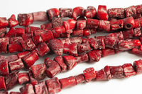 Bamboo Red Coral Natural Barrel Shaped Beads. Medium Size- 12x15mm-15.5 inch strand Gemstone Beads- Nigerian Wedding Beads