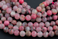 Natural Pink Tourmaline in Quartz Round Beads 4mm 6mm 8mm 9mm 10mm 12mm 15.5" Strand