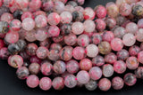 Natural Pink Tourmaline in Quartz Round Beads 4mm 6mm 8mm 9mm 10mm 12mm 15.5" Strand