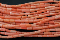 Tiny Light Peach Bamboo Coral Tube High Quality 3x7mm Full Strand 16" Gemstone Beads