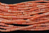 Tiny Light Peach Bamboo Coral Tube High Quality 3x7mm Full Strand 16" Gemstone Beads