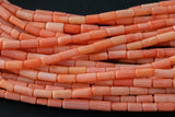 Tiny Light Peach Bamboo Coral Tube High Quality 3x7mm Full Strand 16" Gemstone Beads