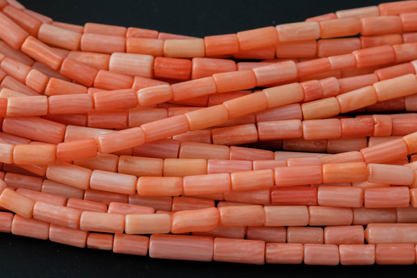 Tiny Light Peach Bamboo Coral Tube High Quality 3x7mm Full Strand 16" Gemstone Beads