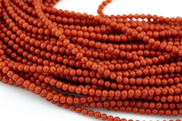 Orange Bamboo Coral Round High Quality 4mm 5mm Full Strand 16" Gemstone Beads