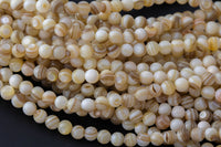 Natural Light Golden Mother of Pearl, High Quality in Round Gemstone Beads Shell Beads