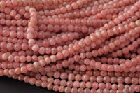 NATURAL Rhodochrosite Smooth round beads in full strands. 4mm- 15.5nch strand- Natural No Dye