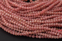 NATURAL Rhodochrosite Smooth round beads in full strands. 4mm- 15.5nch strand- Natural No Dye