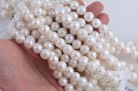 JUMBO LARGE-HOLE Pearls Size 11-12mm 13-14mm 8 inch strand Natural Fresh Water Pearls