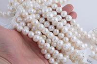 JUMBO LARGE-HOLE Pearls Size 11-12mm 13-14mm 8 inch strand Natural Fresh Water Pearls