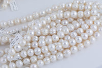 JUMBO LARGE-HOLE Pearls Size 11-12mm 13-14mm 8 inch strand Natural Fresh Water Pearls