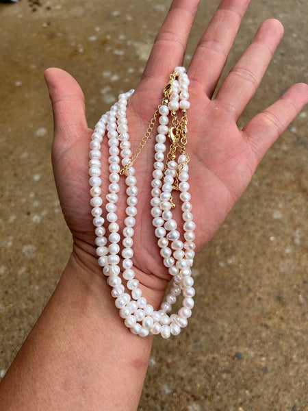 Dainty Freshwater seed pearls Choker Necklace Handmade White Pearl Necklace 14.5 inch + 2 inch Chain Extender Handmade Necklace