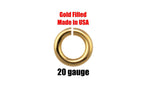 USA Gold Filled Jump Ring 20GA Open 20 Gauge - 14/20 Gold Filled USA Made Click and Lock Design Perfect for Fine Work 3mm 4mm 5mm Jump Rings