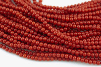 Tiny Red Bamboo Coral Round High Quality 2mm and 3mm Full Strand 16" Gemstone Beads