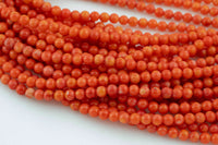 Red Orange Peach Bamboo Coral Round High Quality 5mm Full Strand 16" Gemstone Beads