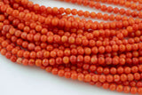 Red Orange Peach Bamboo Coral Round High Quality 5mm Full Strand 16" Gemstone Beads