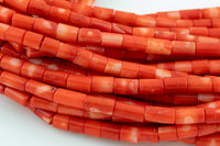 Red Bamboo Coral Tube High Quality 5x7mm Full Strand 16" Gemstone Beads