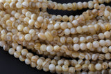 Natural Light Golden Mother of Pearl, High Quality in Round Gemstone Beads Shell Beads