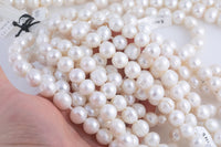 JUMBO LARGE-HOLE Pearls Size 11-12mm 13-14mm 8 inch strand Natural Fresh Water Pearls