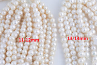 JUMBO LARGE-HOLE Pearls Size 11-12mm 13-14mm 8 inch strand Natural Fresh Water Pearls