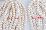 JUMBO LARGE-HOLE Pearls Size 11-12mm 13-14mm 8 inch strand Natural Fresh Water Pearls