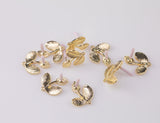 2pcs Gold Earring Earrings stud findings High Quality Matte Gold Plating - Leaf- 20x22mm