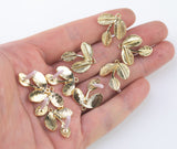 2pcs Gold Earring Earrings stud findings High Quality Matte Gold Plating - Leaf- 20x22mm