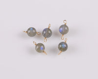 USA Gold Filled Permanent Jewelry Connectors Labradorite Natural Connector or Charm 1420 Gold Filled 6mm