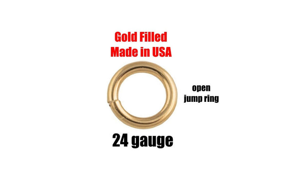 USA Gold Filled Jump Ring 24GA Open 24 Gauge - 14/20 Gold Filled - USA Made - 2mm 3mm 4mm 5mm Click and Lock Design- Perfect for Fine Work