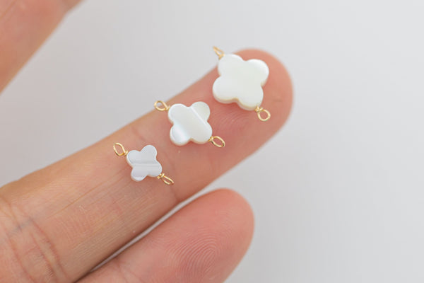 Clover Permanent Jewelry Connector or Charm 14k Gold Filled USA Gold Filled Connectors Shell Connector 6mm 8mm 10mm 925 Sterling Silver 1420