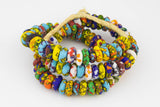 Authentic African Beads - powered glass spacer African beads, Krobo beads, recycle beads-- Handmade- Multi Color