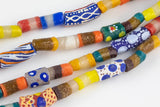 House Medley Tubular Fused Recycled Glass Beads 14x15mm: Colorful Bottle Glass Beads Ghana Krobo Beads Large Ghanaian Beads- 30 inches