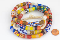 House Medley Tubular Fused Recycled Glass Beads 14x15mm: Colorful Bottle Glass Beads Ghana Krobo Beads Large Ghanaian Beads- 30 inches