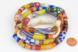 House Medley Tubular Fused Recycled Glass Beads 14x15mm: Colorful Bottle Glass Beads Ghana Krobo Beads Large Ghanaian Beads- 30 inches