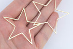 2 inch Large Stars Gold plated brass findings Large Plain Stars 51mm 2 inches to make earring necklace findings