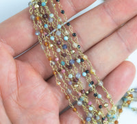 Natural Gemstone Beaded Chain Labradorite Spinel Rhodonite Aquamarine Yellow Opal Garnet Turquoise Hessonite Aquamarine 2mm sold by foot