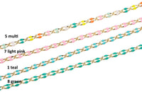 Dainty Multi color Enamel Rolo Cable Paperclip Chain by Yard, Link Cable Thick Elongate Chain, Wholesale bulk Roll Chain Jewelry